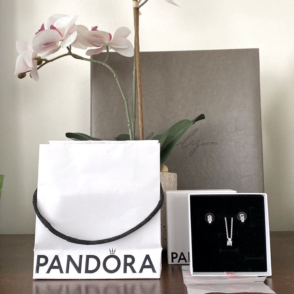Pandora Earrings and Necklace Set New